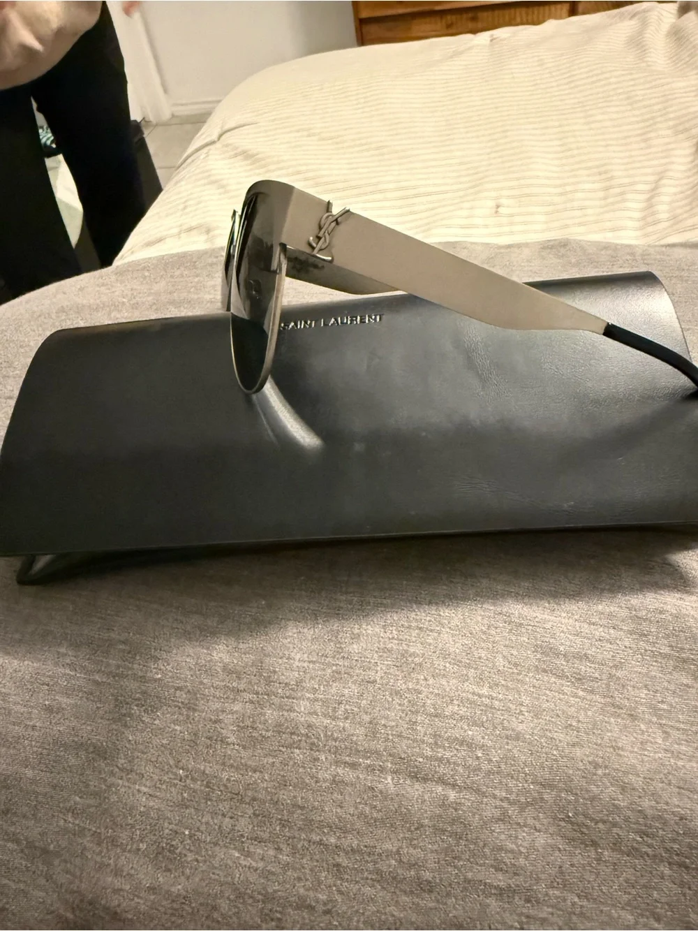 YSL Saint Laurent Silver Metal Womens Sunglasses SL M43